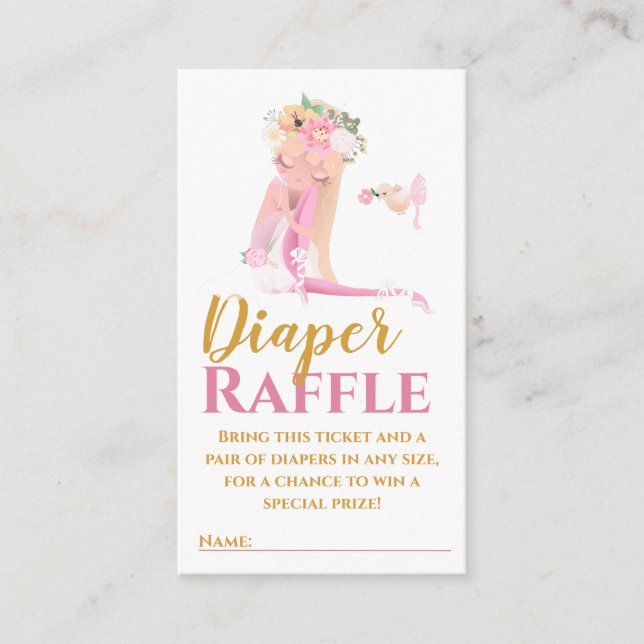 Carte D'accompagnement Belle Ballerina Diaper Raffle Billet Enclosur (Devant)