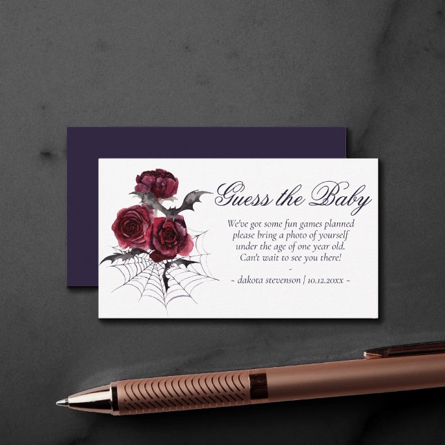Carte D'accompagnement Belle déplaisante | Gothique Floral Guess the Baby (Créateur téléchargé)