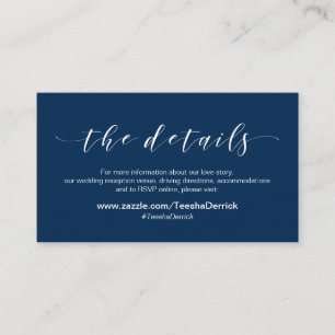 Carte D'accompagnement Belle Elégance, Navy Blue, Détails Mariage