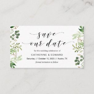 Carte D'accompagnement Belle Elégante Verdure, Noir, Enregistrer la date