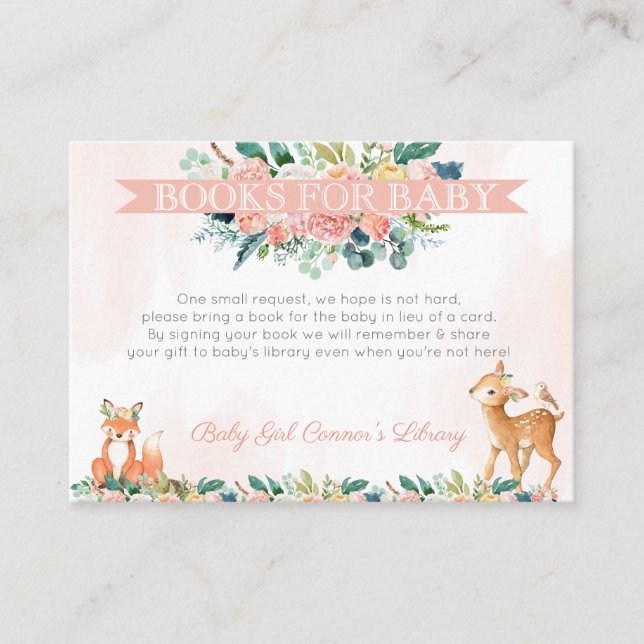Carte D'accompagnement Belle forêt Bois Animaux Bébé Bibliothèque (Devant)