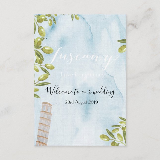 Carte D'accompagnement Benvenuti Italia Mariage toscan (Devant)