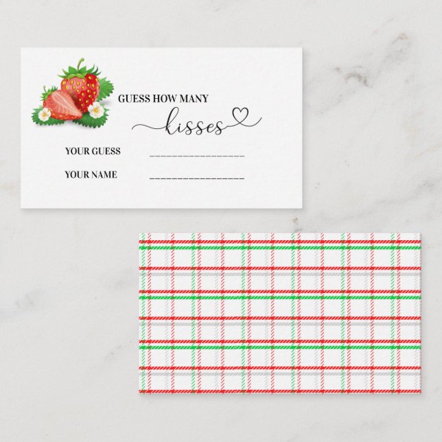 Carte D'accompagnement Berry baby shower doux combien de baisers (Devant / Derrière)