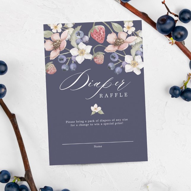 Carte D'accompagnement Berry Baby shower doux Fleurs et baies sauvages (Berry Sweet Baby Shower Wild Berries & Flowers Enclosure Card)