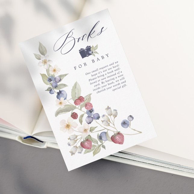 Carte D'accompagnement Berry Baby shower doux Fleurs et baies sauvages (Berry Sweet Baby Shower Wild Berries & Flowers Enclosure Card)