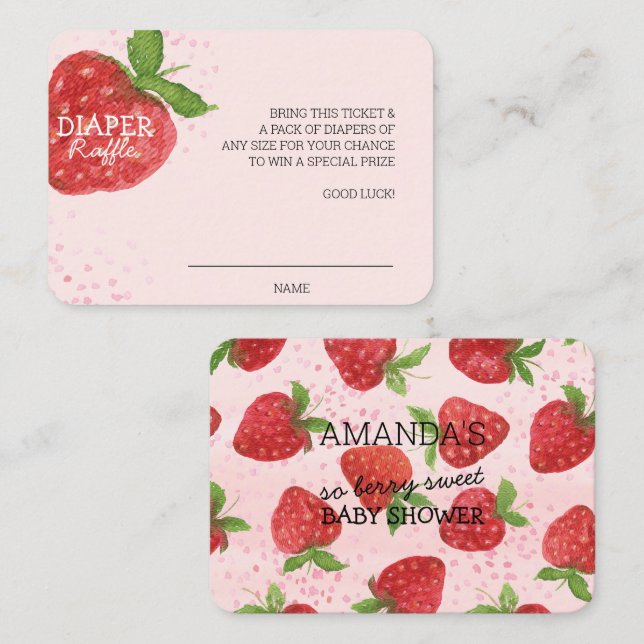 Carte D'accompagnement Berry Sweet Baby shower fraise Raffin de couche de (Devant / Derrière)