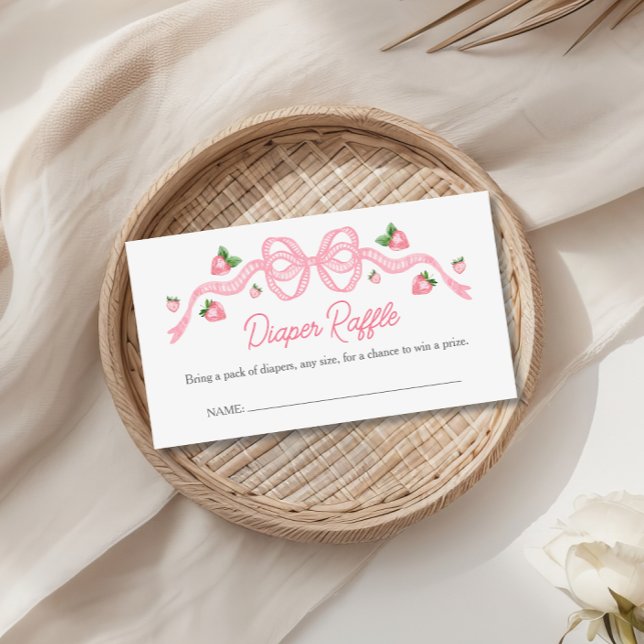 Carte D'accompagnement Berry Sweet Baby shower Pink Bow Diaper Raffin (Créateur téléchargé)