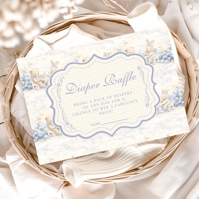 Carte D'accompagnement Berry Sweet Blue Toile Nursery Diapper Raffle (Créateur téléchargé)