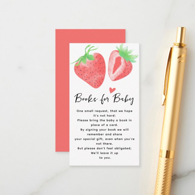 Carte D'accompagnement Berry Sweet Books for Baby Girl´s Baby shower (Devant/Arrière en situation)