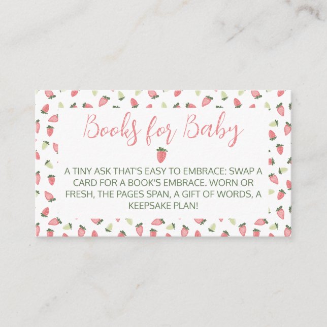 Carte D'accompagnement Berry Sweet Strawberry Baby Shower Books (Devant)