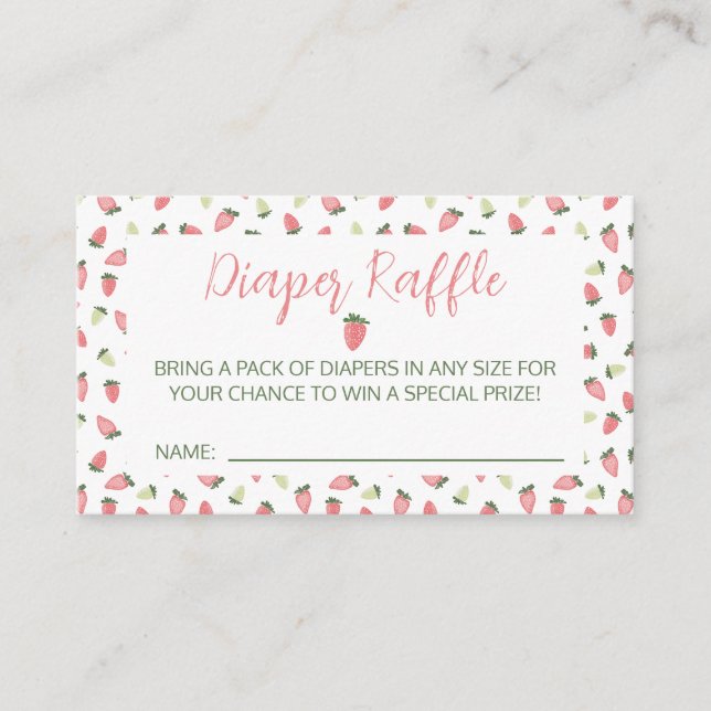 Carte D'accompagnement Berry Sweet Strawberry Baby Shower Diaper Raffle (Devant)