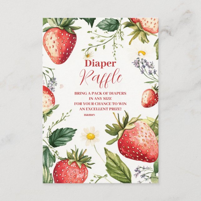 Carte D'accompagnement Berry Sweet Strawberry Girl Baby Diapper Raffle (Devant)