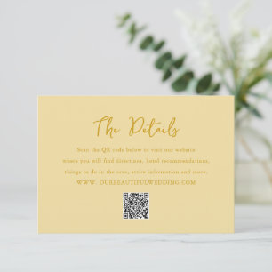 Carte D'accompagnement Beurre élégant Jaune QR Code moderne Mariage