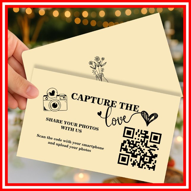 Carte D'accompagnement Beurre Jaune Capture Le Mariage Love QR Code (Créateur téléchargé)