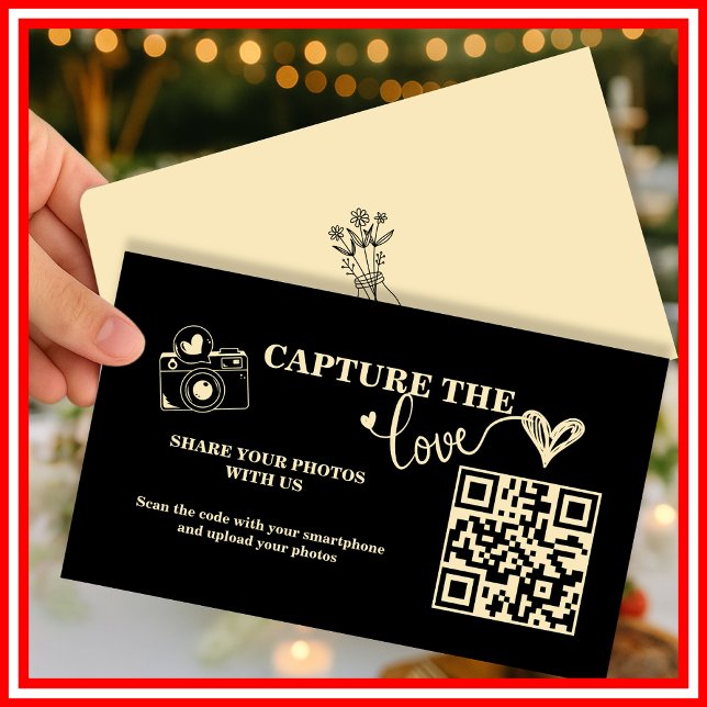 Carte D'accompagnement Beurre Jaune Capture Le Mariage Love QR Code (Créateur téléchargé)