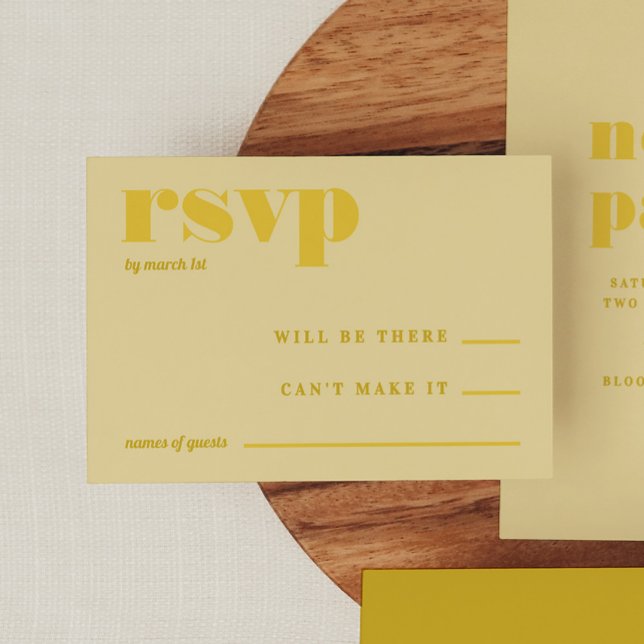 Carte D'accompagnement Beurre Jaune Mariage simple RSVP (Butter Yellow Simple Wedding RSVP Enclosure Card)