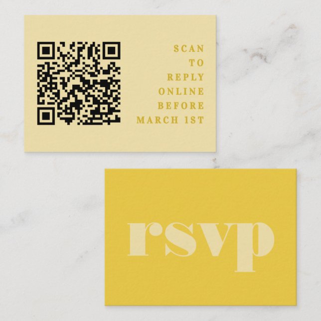 Carte D'accompagnement Beurre jaune simple Mariage QR Code RSVP (Devant / Derrière)
