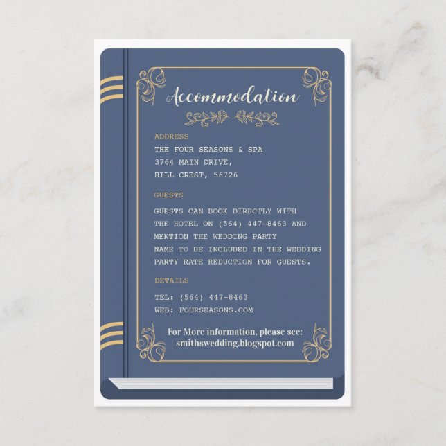 Carte D'accompagnement Bibliothèque Mariage Hébergement Livres Love Story (Devant)