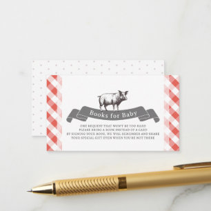 Carte D'accompagnement Bibs & Ribs Rustique Rouge Vichy Livres pour Bébé