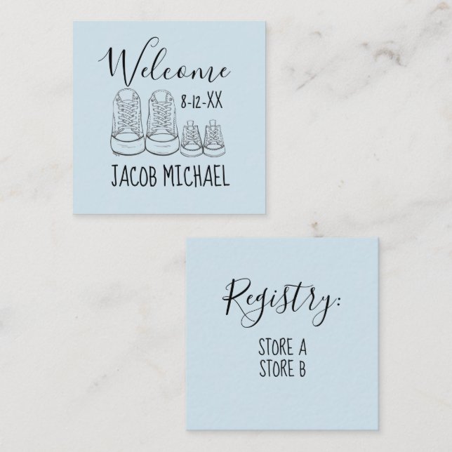 Carte D'accompagnement BIENVENUE Nouveau Arrivée Chaussures bébé Douche B (Devant / Derrière)