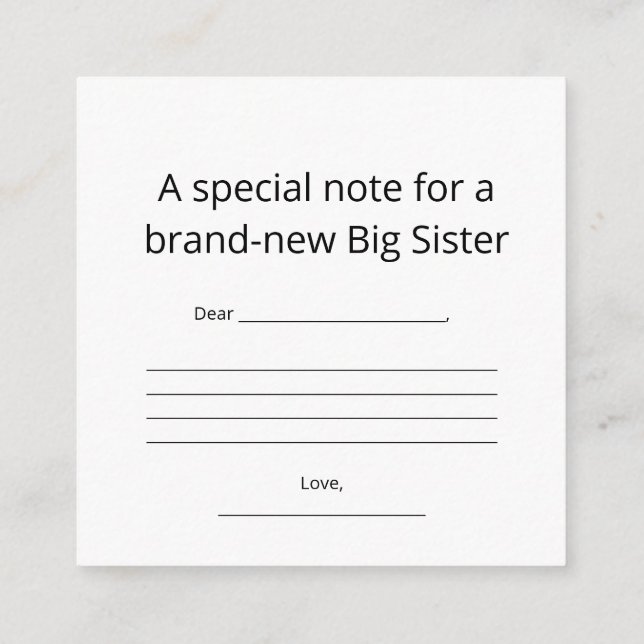 Carte D'accompagnement Big Sister Abstract Heart Enclosure Card  (Dos)