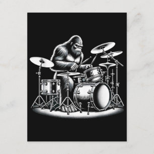 Carte D'accompagnement Bigfoot batteur Sasquatch jouant des tambours Musi