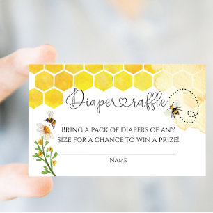 Carte D'accompagnement Billet Aquarelle Cute Honey Bee Honeycomb Raffle