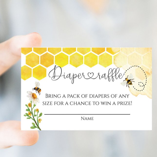 Carte D'accompagnement Billet Aquarelle Cute Honey Bee Honeycomb Raffle (Créateur téléchargé)