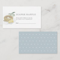 Billet Baby shower bleu nid d'oiseaux