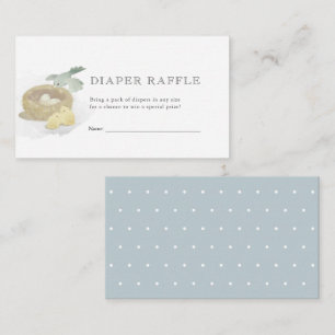 Carte D'accompagnement Billet Baby shower bleu nid d'oiseaux
