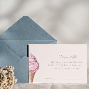 Carte D'accompagnement Billet Baby shower de calamars à glace rose