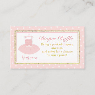 Carte D'accompagnement Billet Baby shower de couches rose et or Tutu