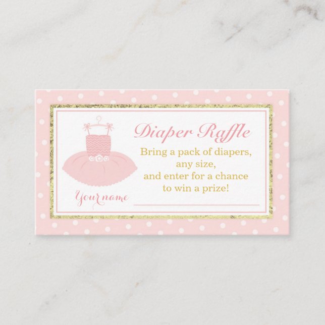 Carte D'accompagnement Billet Baby shower de couches rose et or Tutu (Devant)