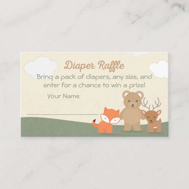 Carte D'accompagnement Billet Baby shower de lessive pour animaux de bois (Devant)