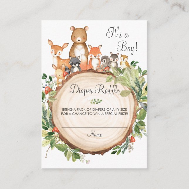 Carte D'accompagnement Billet Baby shower de lessive pour animaux de bois (Devant)