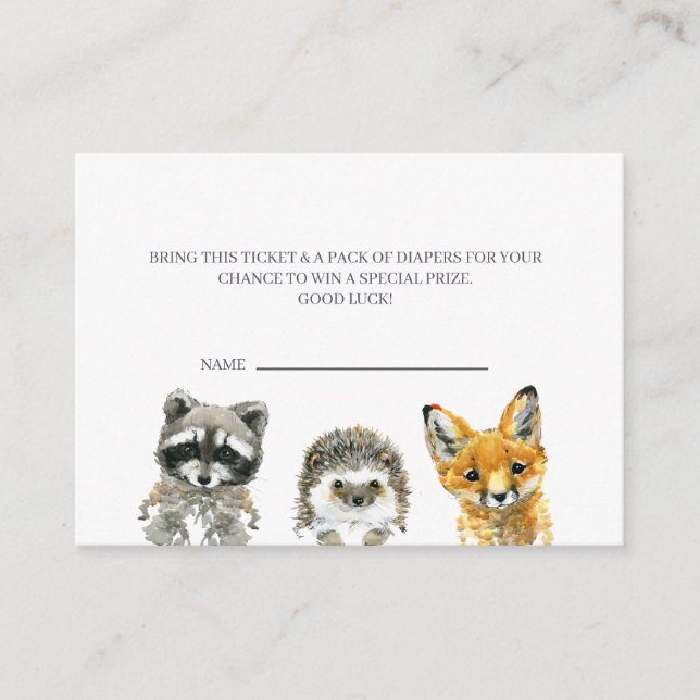 Carte D'accompagnement Billet Baby shower de lessive pour animaux de bois (Devant)