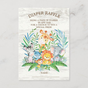 Carte D'accompagnement Billet Baby shower Déchets Safari Jungle