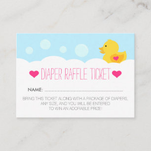 Carte D'accompagnement Billet Baby shower Ducky Fille en caoutchouc