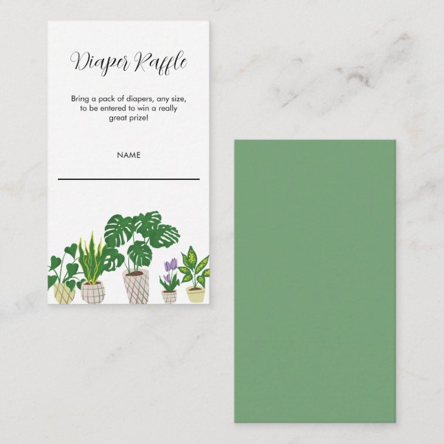 Carte D'accompagnement Billet Baby shower Plante Pot (Devant / Derrière)