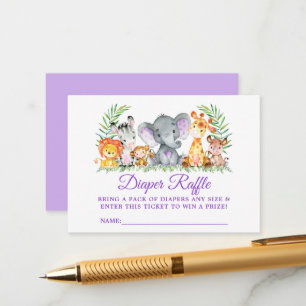 Carte D'accompagnement Billet baby shower Repas de Queue Safari Animaux
