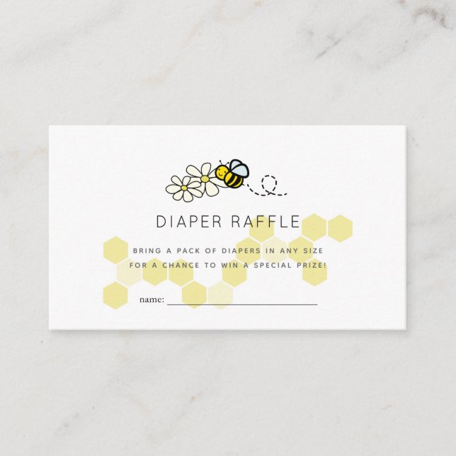 Carte D'accompagnement Billet Bee Daisy White Baby shower Diaper Raffle (Devant)