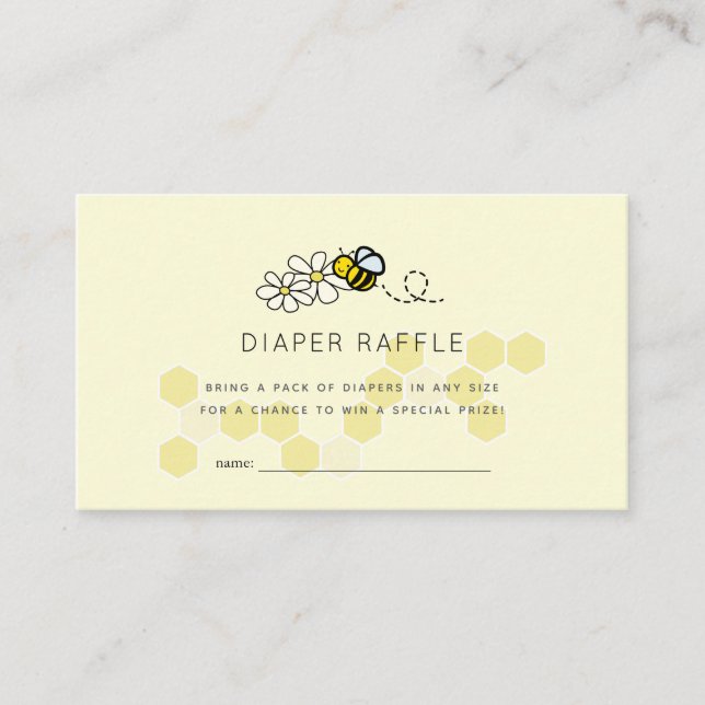 Carte D'accompagnement Billet Bee Daisy Yellow Baby shower Déchets (Devant)