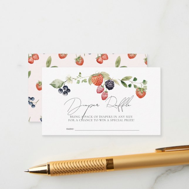 Carte D'accompagnement Billet Berry Sweet Berries Baby Diaper Raffle (Devant/Arrière en situation)
