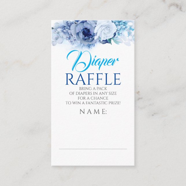 Carte D'accompagnement Billet Bleu Fleurs Élégant Déchets Raffle (Devant)