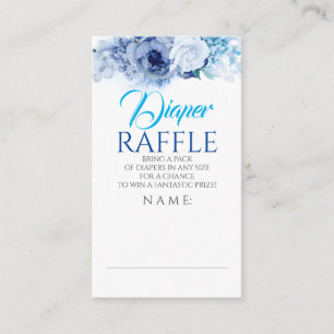 Carte D'accompagnement Billet Bleu Fleurs Élégant Déchets Raffle