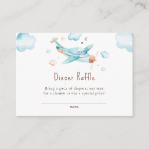 Carte D'accompagnement Billet Blue Toy Avion Baby shower Raffle