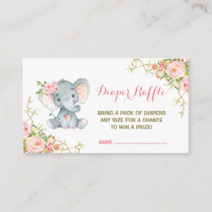 Carte D'accompagnement Billet Boho Rose Floral Elephant Raffle