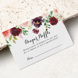 Carte D'accompagnement Billet Bourgogne Purple Spring Floral Diaper