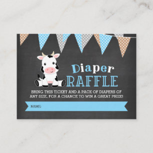 Carte D'accompagnement Billet Chalkboard Cow Boy Diaper Raffle