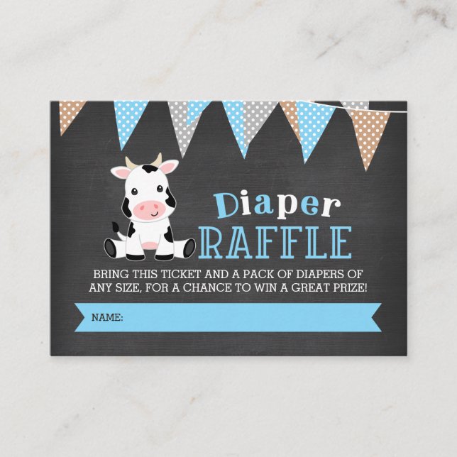 Carte D'accompagnement Billet Chalkboard Cow Boy Diaper Raffle (Devant)